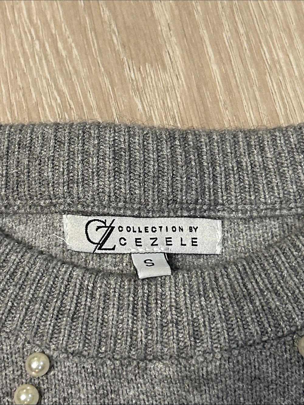 Cezele Pearl Beaded Embellishment Oversized Color Block Sweater sz Small - Picture 3 of 7